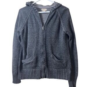 RuffHewn Gray Cotton Knit Full Zip Hoodie‎ Sweater Womens Size L Gorpcore Casual